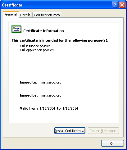 Install the certificate